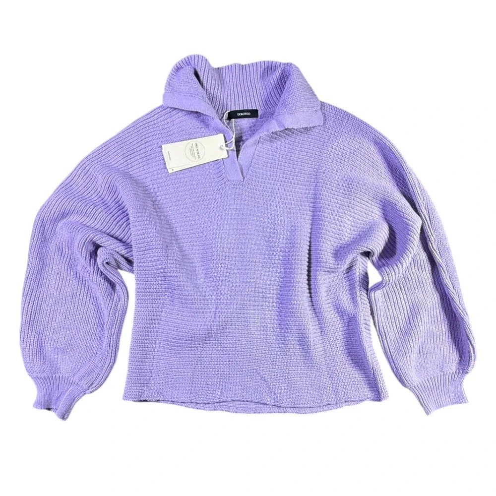 Womens Purple Collared Knit‎ Pullover Sweater Size XL